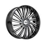 1 X Azara AZX-102 Gloss Black & Machined 28X9.5 Blank 78.1 Hub 15 Offset Black Wheel Rim