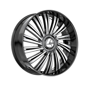 1 X Azara AZX-102 Gloss Black & Machined 26X9.5 6x135/6x139.7 87.1 Hub 22 Offset Black Wheel Rim