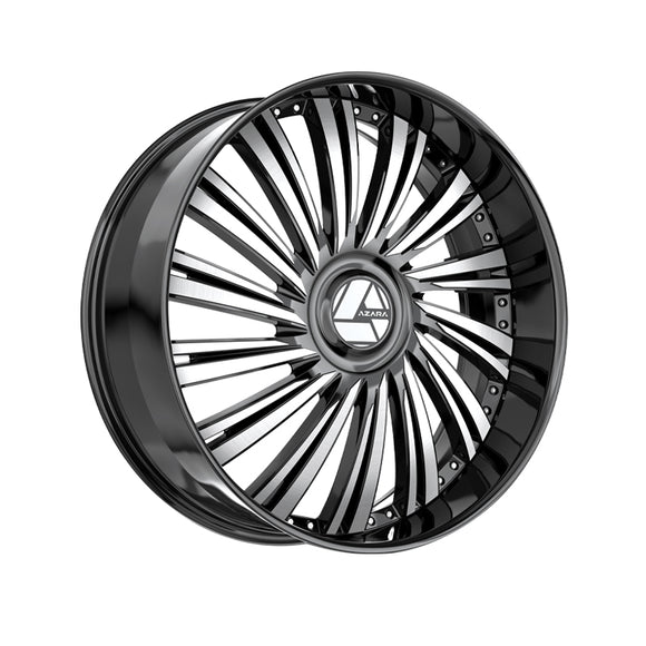 1 X Azara AZX-102 Gloss Black & Machined 26X9.5 Blank 78.1 Hub 15 Offset Black Wheel Rim