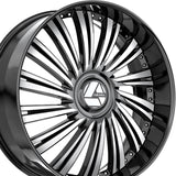 1 X Azara AZX-102 Gloss Black & Machined 24X9 5x115/5x120 78.1 Hub 15 Offset Black Wheel Rim