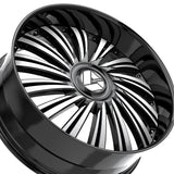 1 X Azara AZX-102 Gloss Black & Machined 28X9.5 Blank 78.1 Hub 15 Offset Black Wheel Rim