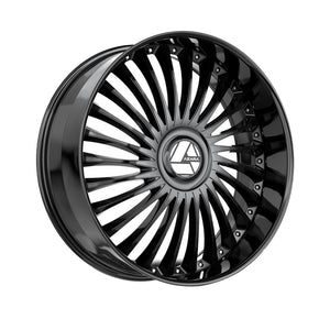 1 X Azara AZX-103 Gloss Black 24X9 5x115/5x120 78.1 Hub 15 Offset Black Wheel Rim