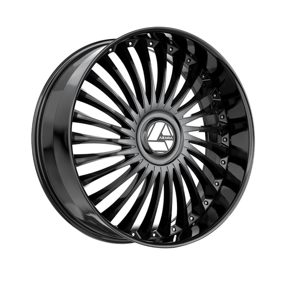 1 X Azara AZX-103 Gloss Black 24X9 5x115/5x120 78.1 Hub 15 Offset Black Wheel Rim