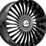 1 X Azara AZX-103 Gloss Black 24X9 Blank 5x 78.1 Hub 15 Offset Black Wheel Rim