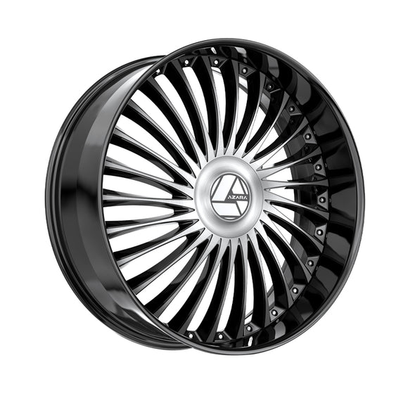 1 X Azara AZX-103 Gloss Black & Machined 28X9.5 6x135/6x139.7 87.1 Hub 22 Offset Black Wheel Rim