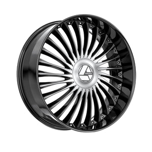 1 X Azara AZX-103 Gloss Black & Machined 24X9 5x115/5x120 78.1 Hub 15 Offset Black Wheel Rim