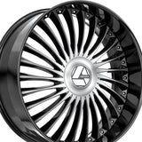 1 X Azara AZX-103 Gloss Black & Machined 28X9.5 Blank 78.1 Hub 15 Offset Black Wheel Rim