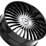 1 X Azara AZX-103 Gloss Black & Machined 24X9 5x115/5x120 78.1 Hub 15 Offset Black Wheel Rim