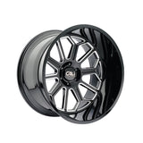 1 X CALI OFF-ROAD AUBURN 24X14 8-180 124.1 Hub -76 Offset Black Wheel Rim