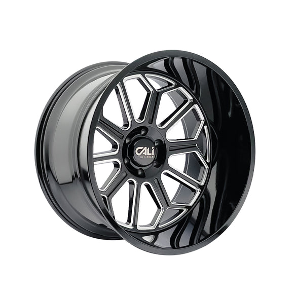 1 X CALI OFF-ROAD AUBURN 24X14 6-135 87.1 Hub -76 Offset Black Wheel Rim