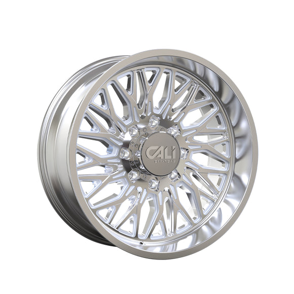 1 X CALI OFF-ROAD CRUSHER 22X10 8-180 124.1 Hub -19 Offset Silver Wheel Rim