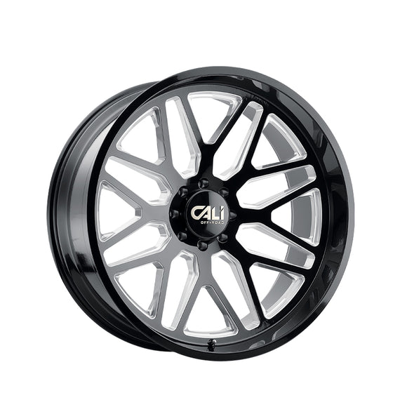 1 X CALI OFF-ROAD INVADER 22X12 8-170 125.2 Hub -51 Offset Black Wheel Rim