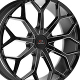 1 X Cavallo CLV-22 Gloss Black & Milled 22X8.5 5x114.3/5x120 74.1 Hub 38 Offset Black Wheel Rim