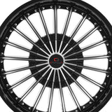 1 X Cavallo CLV-32 Gloss Black & Machined 22X8.5 5x110/5x114.3 74.1 Hub 38 Offset Black Wheel Rim