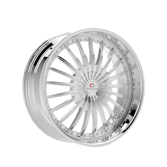 1 X Cavallo CLV-32 Nano Chrome 22X8.5 5x112/5x114.3 74.1 Hub 38 Offset Chrome Wheel Rim