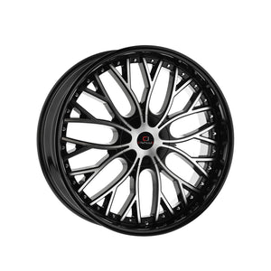 1 X Cavallo CLV-33 Gloss Black & Machined 22X8.5 5x112/5x114.3 74.1 Hub 38 Offset Black Wheel Rim