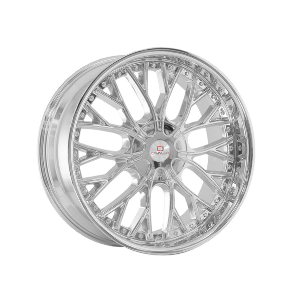 1 X Cavallo CLV-33 Nano Chrome 22X9.5 5x115/5x120 74.1 Hub 15 Offset Chrome Wheel Rim