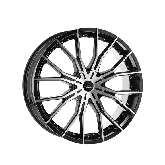 1 X Cavallo CLV-36 Gloss Black & Machined 22X9.5 Blank 78.1 Hub 15 Offset Black Wheel Rim