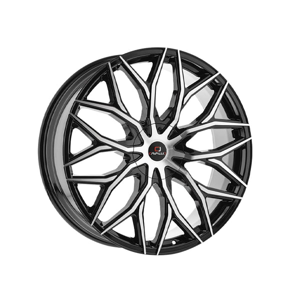 1 X Cavallo CLV-37 Gloss Black & Machined 26X9.5 6x135/6x139.7 87.1 Hub 25 Offset Black Wheel Rim