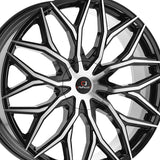 1 X Cavallo CLV-37 Gloss Black & Machined 24X9 Blank 78.1 Hub 18 Offset Black Wheel Rim