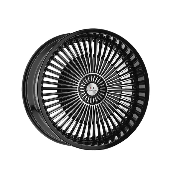 1 X Cavallo CLV-41 Gloss Black & Machined 22X9.5 5x115/5x120 74.1 Hub 15 Offset Black Wheel Rim