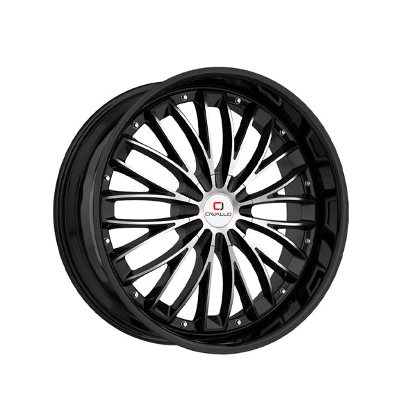 1 X Cavallo CLV-42 Gloss Black & Machined 18X8 4x100/4x114.3 74.1 Hub 35 Offset Black Wheel Rim