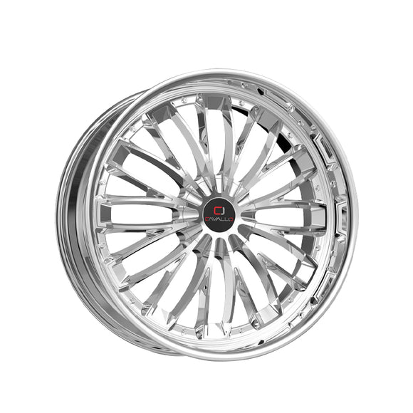1 X Cavallo CLV-42 Nano Chrome 22X8.5 5x112/5x114.3 74.1 Hub 38 Offset Chrome Wheel Rim