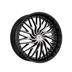1 X Cavallo CLV-43 Gloss Black & Machined 22X9.5 Blank 78.1 Hub 15 Offset Black Wheel Rim