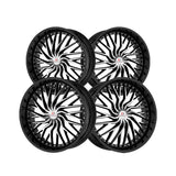1 X Cavallo CLV-43 Gloss Black & Machined 22X8.5 5x112/5x114.3 74.1 Hub 38 Offset Black Wheel Rim