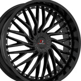 1 X Cavallo CLV-43 Gloss Black 22X8.5 5x112/5x114.3 74.1 Hub 38 Offset Black Wheel Rim