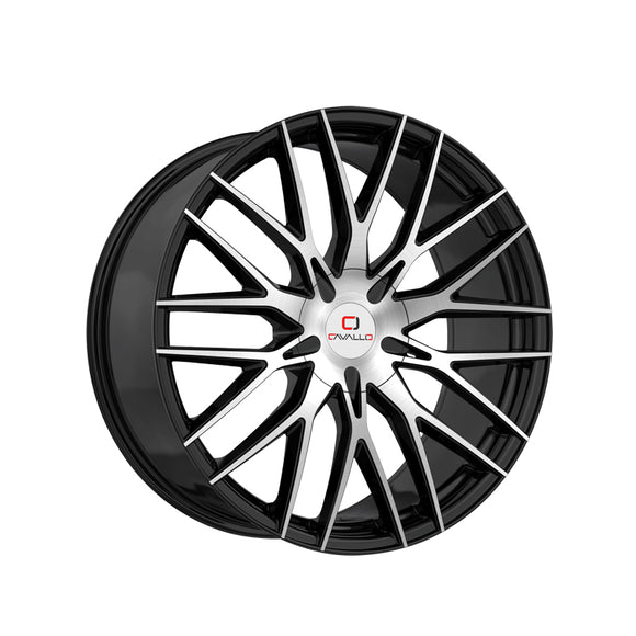 1 X Cavallo CLV-45 Gloss Black & Machined 26X9.5 Blank 78.1 Hub 18 Offset Black Wheel Rim