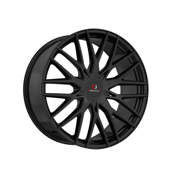 1 X Cavallo CLV-45 Gloss Black 24X9 5x115/5x120 78.1 Hub 34 Offset Black Wheel Rim