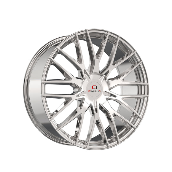 1 X Cavallo CLV-45 Nano Chrome 22X9.5 5x115/5x120 74.1 Hub 15 Offset Chrome Wheel Rim