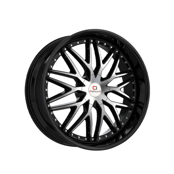 1 X Cavallo CLV-46 Gloss Black & Machined 18X8 4x100/4x114.3 74.1 Hub 35 Offset Black Wheel Rim