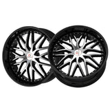 1 X Cavallo CLV-46 Gloss Black & Machined 22X9.5 5x115/5x120 74.1 Hub 15 Offset Black Wheel Rim