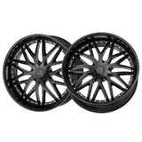 1 X Cavallo CLV-46 Gloss Black 22X8.5 5x112/5x114.3 74.1 Hub 38 Offset Black Wheel Rim