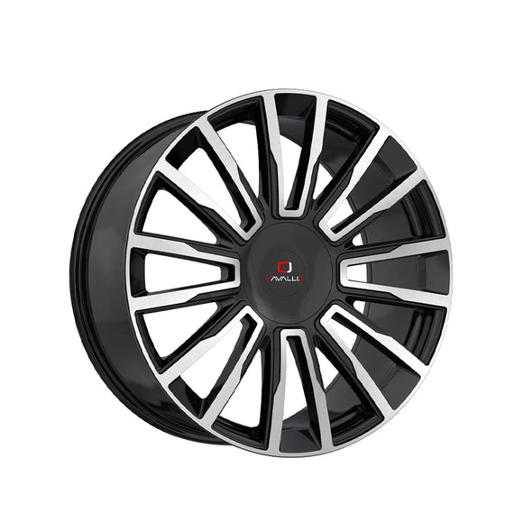 1 X Cavallo CLV-47 Gloss Black & Machined 24X9 5x115/5x120 78.1 Hub 34 Offset Black Wheel Rim