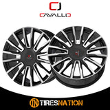 1 X Cavallo CLV-47 Gloss Black & Machined 22X8.5 5x112/5x114.3 74.1 Hub 38 Offset Black Wheel Rim