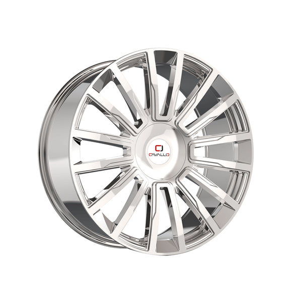 1 X Cavallo CLV-47 Nano Chrome 22X9.5 Blank 78.1 Hub 15 Offset Chrome Wheel Rim