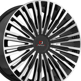 1 X Cavallo CLV-48 Gloss Black & Machined 24X9 5x115/5x120 78.1 Hub 18 Offset Black Wheel Rim