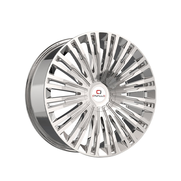 1 X Cavallo CLV-48 Nano Chrome 22X9.5 5x115/5x120 74.1 Hub 15 Offset Chrome Wheel Rim