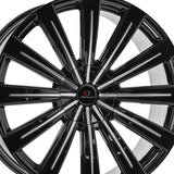 1 X Cavallo CLV-49 Gloss Black & Machined 22X9.5 Blank 78.1 Hub 15 Offset Black Wheel Rim