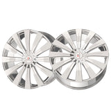 1 X Cavallo CLV-49 Nano Chrome 24X9 Blank 78.1 Hub 18 Offset Chrome Wheel Rim