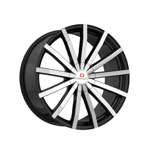 1 X Cavallo CLV-52 Gloss Black & Machined 18X8 4x100/4x114.3 74.1 Hub 35 Offset Black Wheel Rim