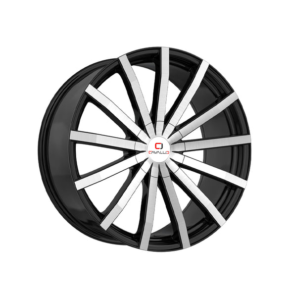 1 X Cavallo CLV-52 Gloss Black & Machined 18X8 4x100/4x114.3 74.1 Hub 35 Offset Black Wheel Rim