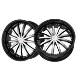 1 X Cavallo CLV-53 Gloss Black & Machined 22X9.5 6x135/6x139.7 108 Hub 25 Offset Black Wheel Rim