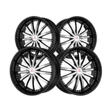 1 X Cavallo CLV-53 Gloss Black & Machined 24X9 5x115/5x120 78.1 Hub 18 Offset Black Wheel Rim