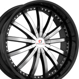 1 X Cavallo CLV-53 Gloss Black & Machined 22X9.5 5x115/5x120 74.1 Hub 15 Offset Black Wheel Rim