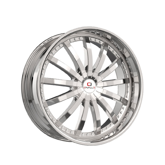 1 X Cavallo CLV-53 Nano Chrome 22X9.5 5x115/5x120 74.1 Hub 15 Offset Chrome Wheel Rim