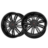 1 X Cavallo CLV-54 Gloss Black & Machined 22X8.5 5x112/5x114.3 74.1 Hub 38 Offset Black Wheel Rim